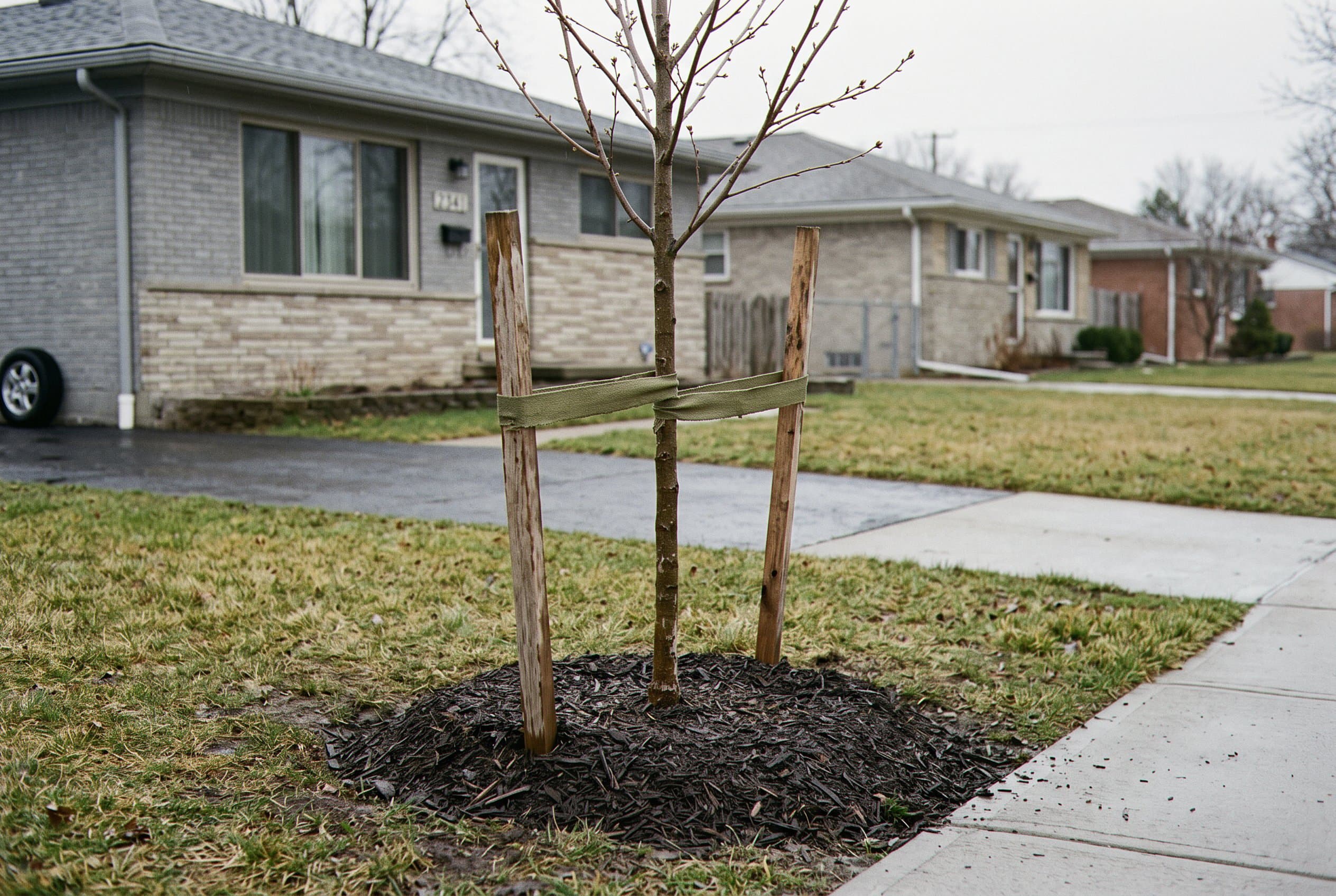 Tree stands upright after cable support installed