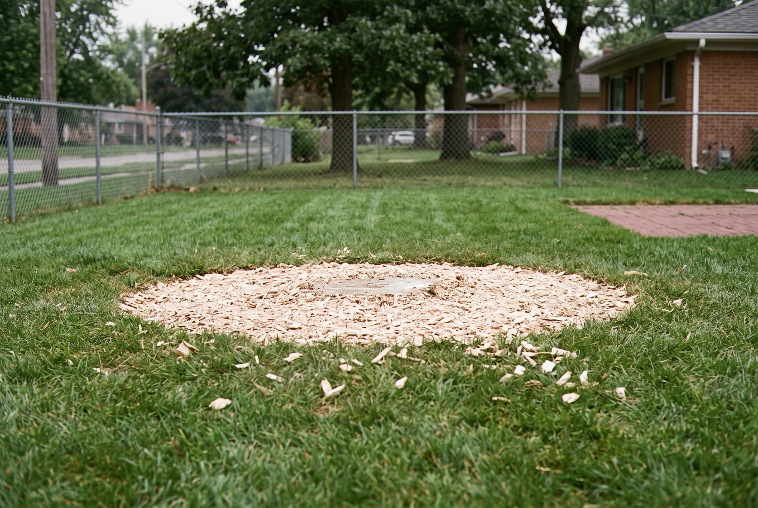 Ground cleared flush where stump was removed